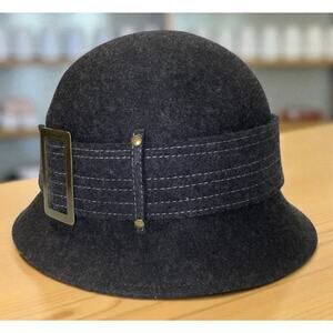 Scala Collection fedora 100% Wool Black Bucket Buckle One Size